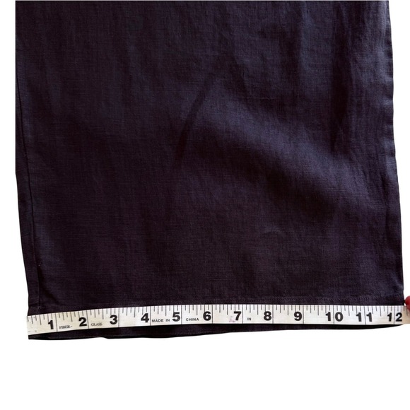 POU NOU Black Linen Jumpsuit Wide Leg Button Front Minimalist M/L - Picture 9 of 10